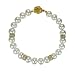 White 7-8mm AAA Cultured Pearl Strand 18K Yellow Gold Overlay Sterling Silver Diamond Cubic Zirconia Roundel Bracelet 7" LS1R2)