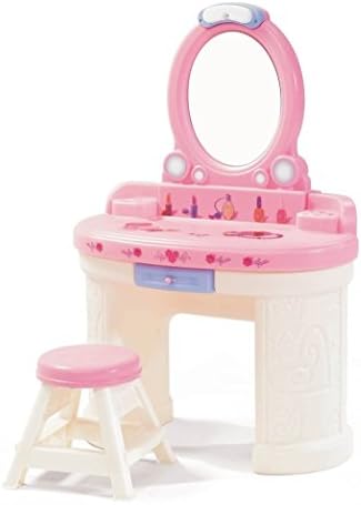 Top Selling Most Popular Girls Toddlers Play Make Up Table Mirror Desk Vanity With Storage Drawers Organizer Working Lighted Make-Up Mirror Brush Comb- Easy Clean Plastic Surface- Hours of Beauty Fun