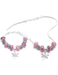 Dragonfly Charm Bracelet and Necklace Gift Set Girls Pandora Style