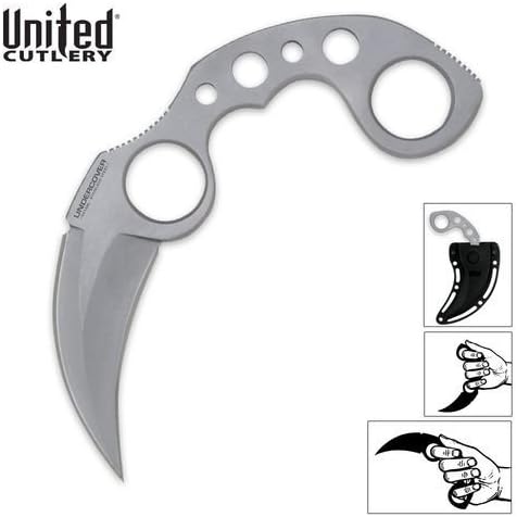 Undercover Karambit & Tactical Impact-Resistant Sheath, Silver, 6 1/2"