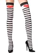 Heart Topped Black and White Striped Thigh High Stockings