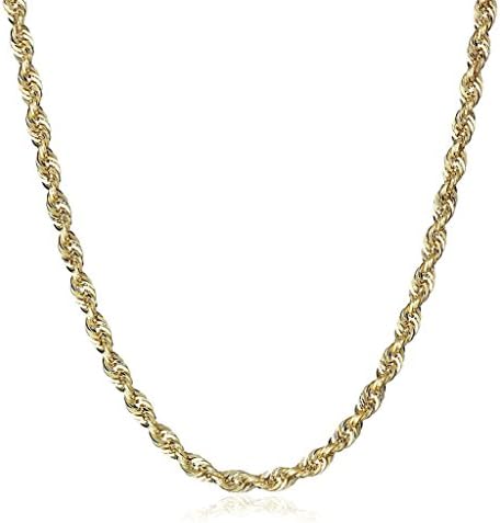 14 K Solid Yellow Gold Italy Diamond Cut Rope Twist Chain Necklace 3.5 mm,24â€