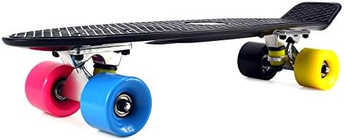 Velocity Boards PP Retro Cruiser Complete 22" Banana Skateboard w/ Aluminum Trucks, Fast ABEC-7 Bearings, High Quality Wheels &amp; Bushings (Black)