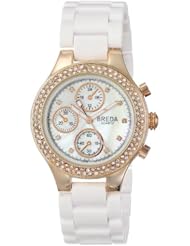 Breda Womens 5192-rosegold/white Chiffon Rich Rhinestone Bezel Rose Tone Bracelet Watch