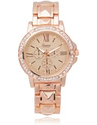 Brinley Co. Womens Rhinestone Metal Link Watch