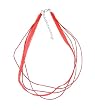 Necklace Cord For Pendants - D19 - 5-Strand Organza and Cord Mixed ~ 17" + 2" Extension Chain ~ Silver Plated Ends ~ Red