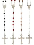 Linked Bi-Cone Bead Rosaries With 5mm Beads - 31in. Overall Length - SET OF 4 ( One Each Of: Red, Clear Black, Champagne)