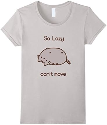 Women's Men's So Lazy Funny Cat Shirts Small Silver