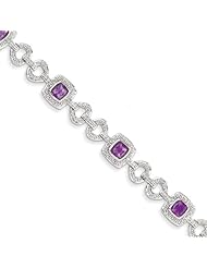 Sterling Silver Diamond & Amethyst Bracelet