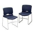Olson Stack Chairs- Navy/ Chrome(Set of 4)