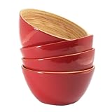 Precidio 14031N13-AM107 Bamboo Mini Dip Bowl, Set of 4, Dark Red