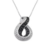 Rhodium Plated Sterling Silver Gunmetal Color with Black and White Diamond Accent Swirl Pendant Necklace, 18 41BPHoy3efL. SL160 Rhodium Plated Sterling Silver Gunmetal Color with Black and White Diamond Accent Swirl Pendant Necklace, 18