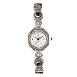 Marcasite and Genuine Garnet Accent Sterling Silver Bracelet Watch