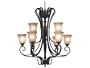 Kenroy Home 80309ORB Priory Nine-Light Chandelier with 6-Inch Glass Shades and 10-Foot Wire and 6-Foot Chain