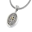 925 Silver Oval Celtic-Design Cross Pendant with 18k Gold Accents