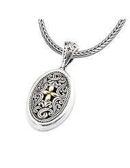 925 Silver Oval Celtic-Design Cross Pendant with 18k Gold Accents