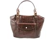 Arturo Handcrafted Italian Leather Croc Embossed Handbag Tote 1194DC BROWN