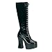 SLUSH 4 3/4 Inch Lace-up Platform Knee Boots Black Patent Demonia