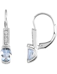 14K White Gold Aquamarine and Diamond Earrings -- LIFETIME WARRANTY