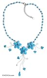 Choker, 'Blue Floral Cascade' 0.2 W 16.5 L