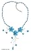 Choker, 'Blue Floral Cascade' 0.2" W 16.5" L
