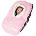 Kiddopotamus & Co Poshpouch  Premium Carrier Cover In Pink Faux Suede And Ivory Faux Fur