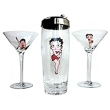 Classic Betty Boop 2 Martini Glass & Shaker Gift Set New