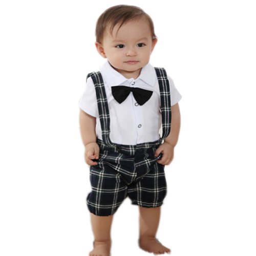 Urparcel Baby Boy Bow-tie Top T-shirt Shorts Pants Suit Outfit Sets Overall 0-3y