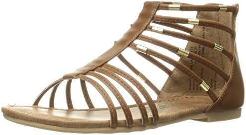 Miss Vogue Jemma Gladiator Sandal (Little Kid/Big Kid), Brown, 4 M US Big Kid
