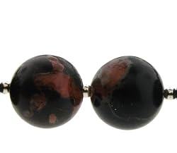 16 inch Round Flower Jasper 16mm Necklace Sterling Silver