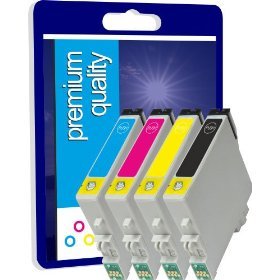 4 Cartouches d'encre Compatibles 17ML pour Imprimante Epson Stylus CX3650 Noir, Cyan, Magenta, Jaune