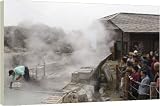 Box Canvas Print of Boiling eggs in Owakidani geothermal valley from Robert Harding