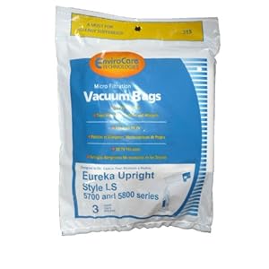 3 Eureka Type LS Sanitaire Vacuum Bags LiteSpeed Upright Bagged Boss Signature Genesis Refurb Powerline Limited Sanitaire Commercial Vacuum Cleaners Series 5700 & 5800 62123 61820A SC5815A SC5713A