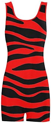 Burrows Custom Zebra Nylon Spandex One Piece Boyleg Swimsuit for Women Red