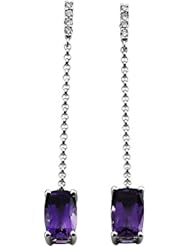 14K White Gold Amethyst and Diamond Earrings -- LIFETIME WARRANTY