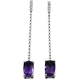 14K White Gold Amethyst and Diamond Earrings