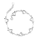 Young at Heart: Sterling Silver Designer Inspired Fancy Link Chain Bracelets with Unique Heart Charms