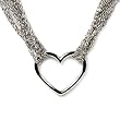 Sterling Silver CZ Necklaces - Heart - Chain: 17"/ Height: 26mm