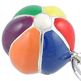 3D Beach Ball Vintage Style 925 Sterling Silver and Enamel Traditional Charm
