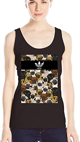 Customized Poly Cotton Comfortable Supreme Pugs Women's Tank Top Black