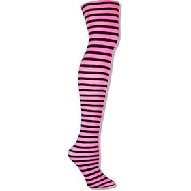  Ladies Black & Hot Pink Stripe Fashion Tights