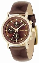 DKNY Stainless Steel Ladies Brown Mop Dial & Brown Patent Leather Strap