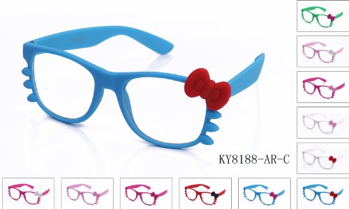 Kyra Women's High Fashion Hello Kitty Bow Two Tone Rubber Clear Lens Glasses 20% OFF 4 Pairs or More