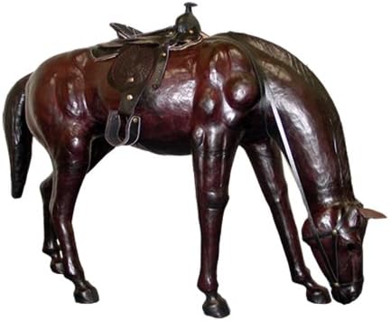Gurman LA LA-1101 1315IN Leather Horse Grazing with Saddle Collectible Figurine, 13-Inch, Dark Brown