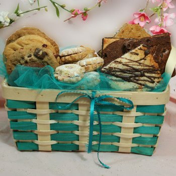 Cookie Brownie Gift Basket - Turquoise by David