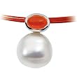 14K White Gold Paspaley South Sea Cultured Pearl and Carnelian Pendant - 11.00mm