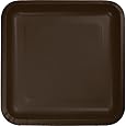 Creative Converting Touch of Color 18 Count Square Paper Lunch Plates, Chocolate Brown