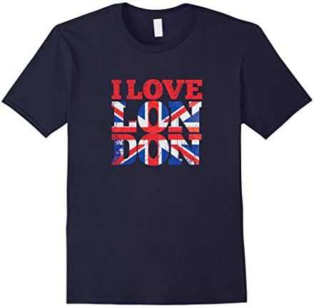 Men's I Love London - British Flag - United Kingdom - T Shirt 3XL Navy