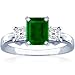 Platinum Emerald Cut Emerald Three Stone Ring