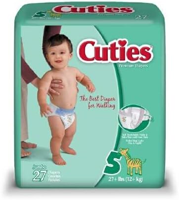 First Qual 50013101 Baby Diaper Cuties Hook And Loop Fasteners Size 5 Disposable Heavy Absorbency Cr5001 Box Of 27